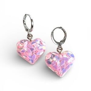 Pink Heart Drop Earrings